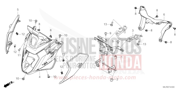 PANNEAU SUPERIEUR de Hornet 500 GRAPHITE BLACK (NHB01) 2026